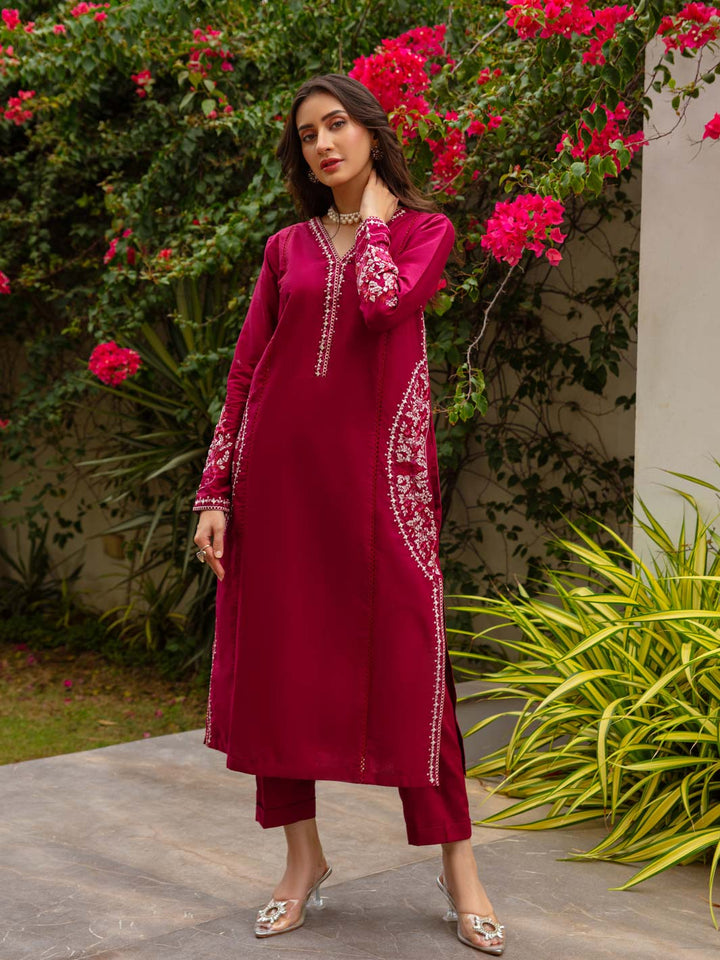 Rang e Bahar by Tng Women Pret Embroidered 2 Piece Crimson - Winter Collection