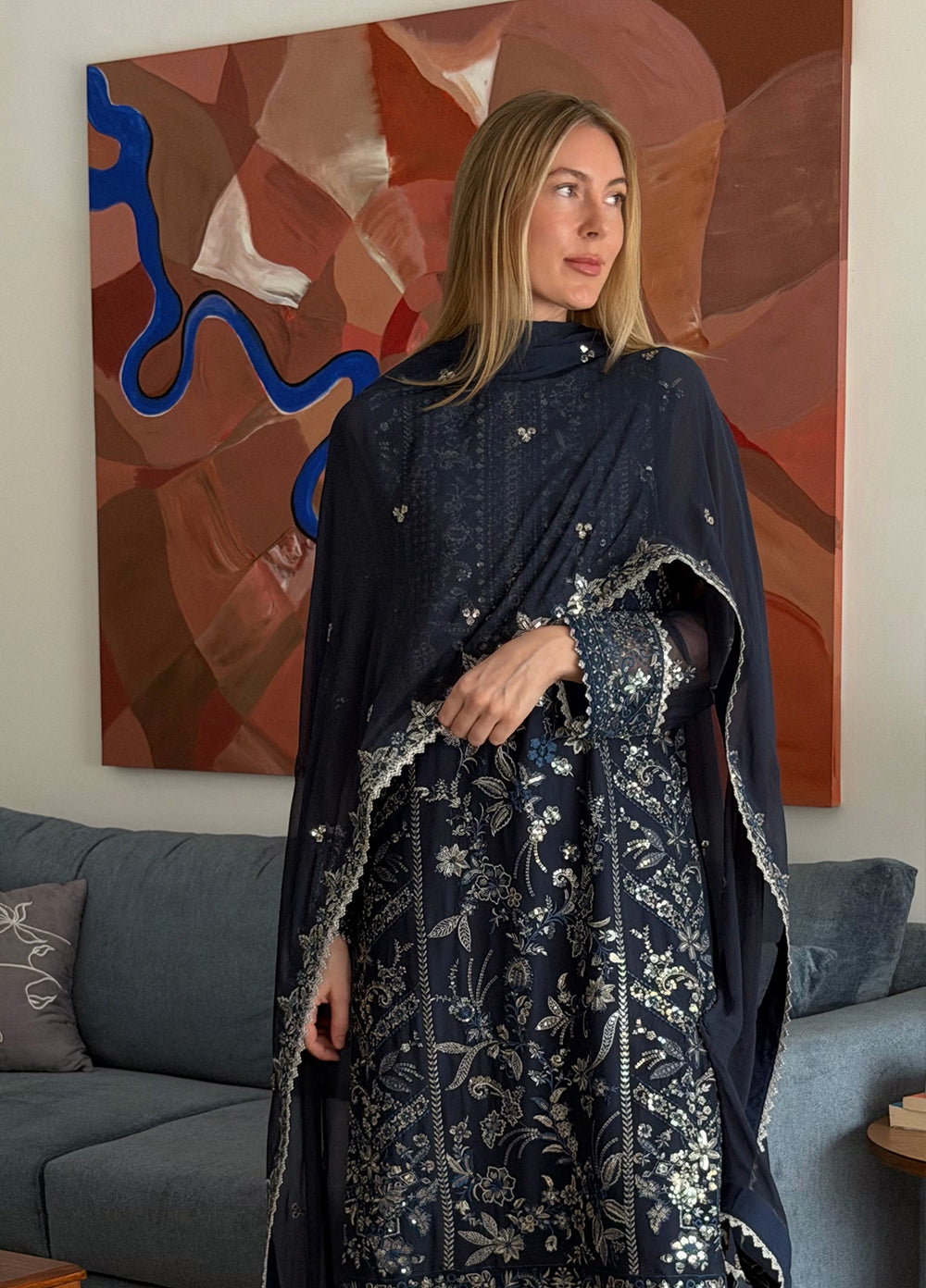 Maison d'or by Sahane Unstitched Embroidered Chiffon 3 Piece Suit CT-27002 NAEL - Festive Collection