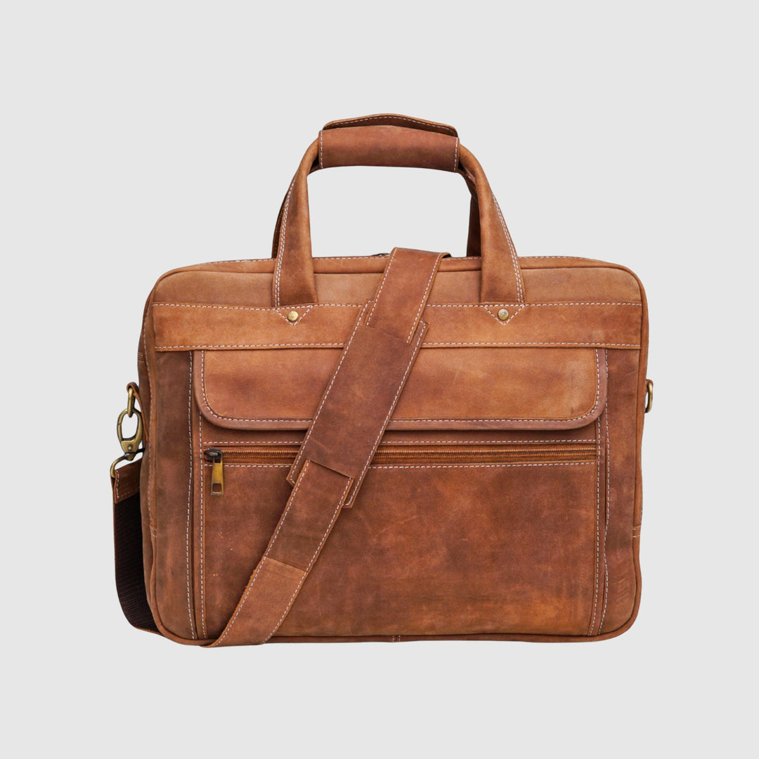 Lafanzo Unisex Imperium Leather Laptop Bag Light Rustic Brown - Accessories Collection