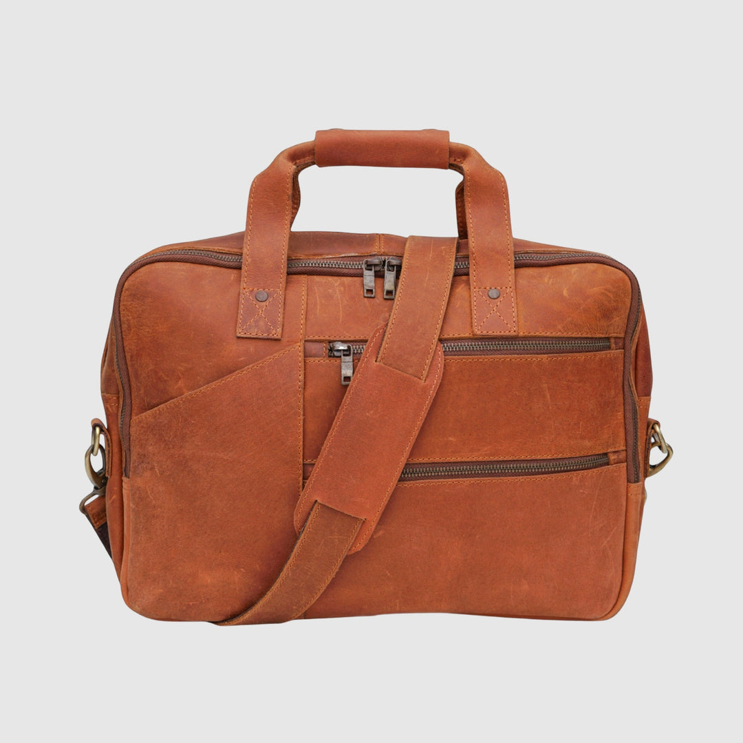 Lafanzo Unisex Leather Legacy Laptop Bag Rust Brown - Accessories Collection