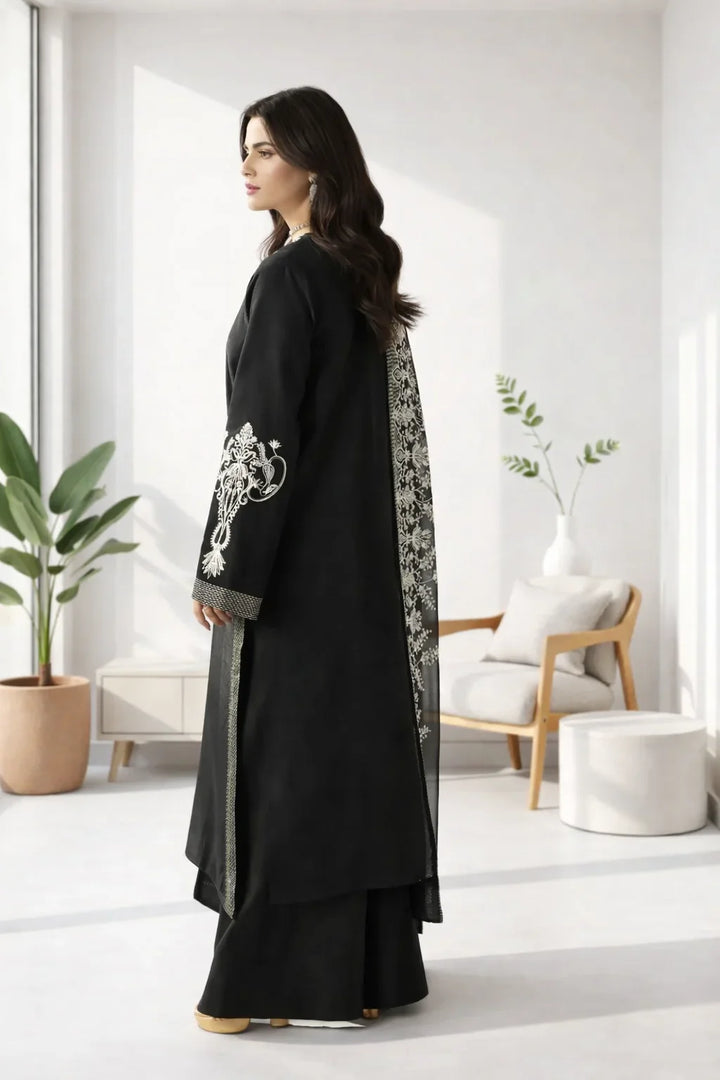 Silk Atelier by Jamni RTW Embroidered Korean Silk 3 Piece Suit MIDNIGHT BOW Festive Collection