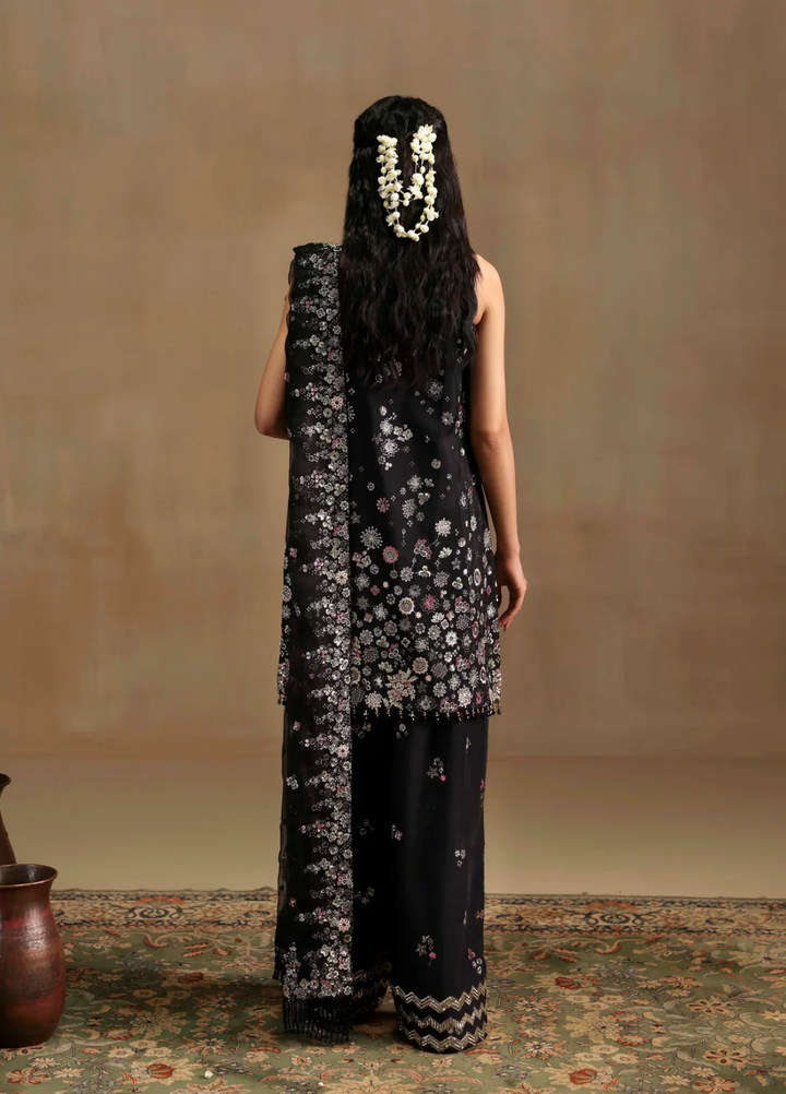 Sable Vogue Unstitched Embroidered Raw Silk 3 Piece Suit SV26UL FC-03-25 Black - Summer Collection