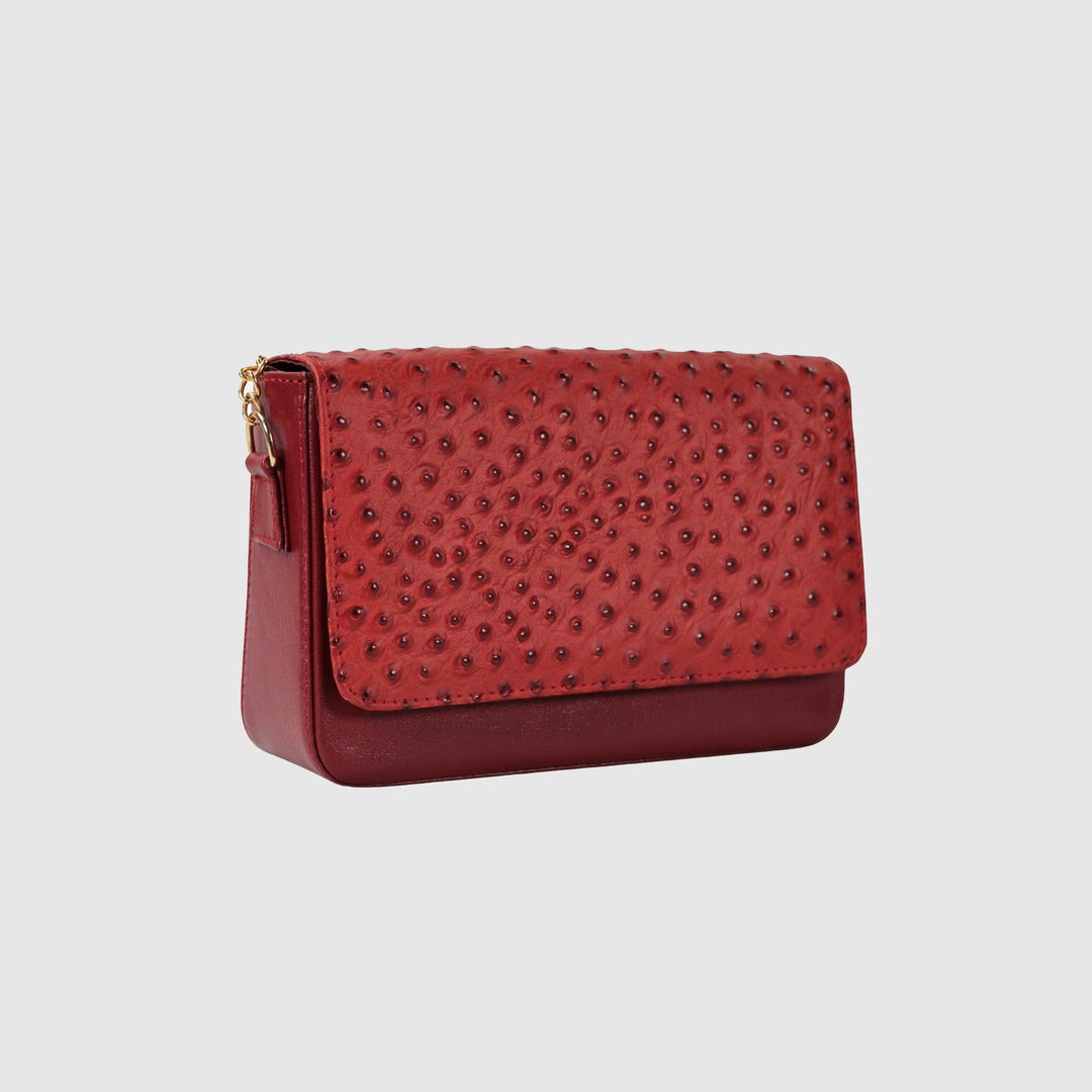 Lafanzo Unisex Leather Ostrina Clutch Bag Crimson Red - Accessories Collection