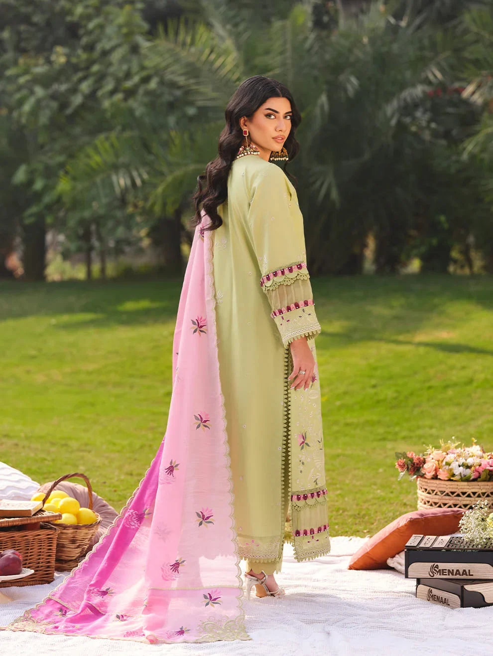 Menaal Unstitched Embroidered Lawn 3 Piece Suit ML26ULS APPLE BLOSSOM - Festive Collection