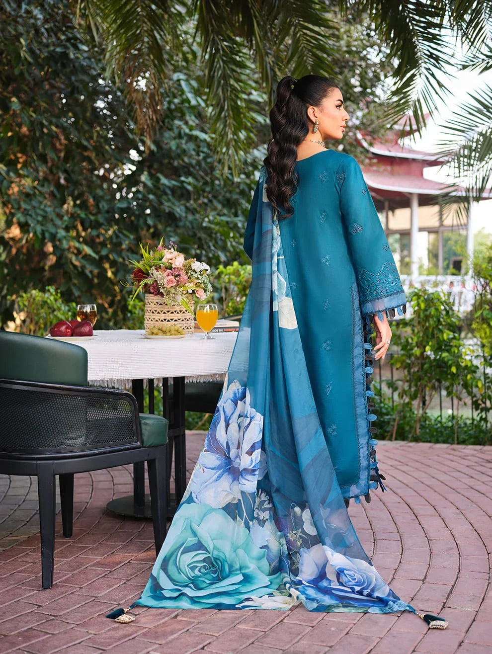 Menaal Unstitched Embroidered Lawn 3 Piece Suit ML26ULS AZURE BLOSSOM - Festive Collection