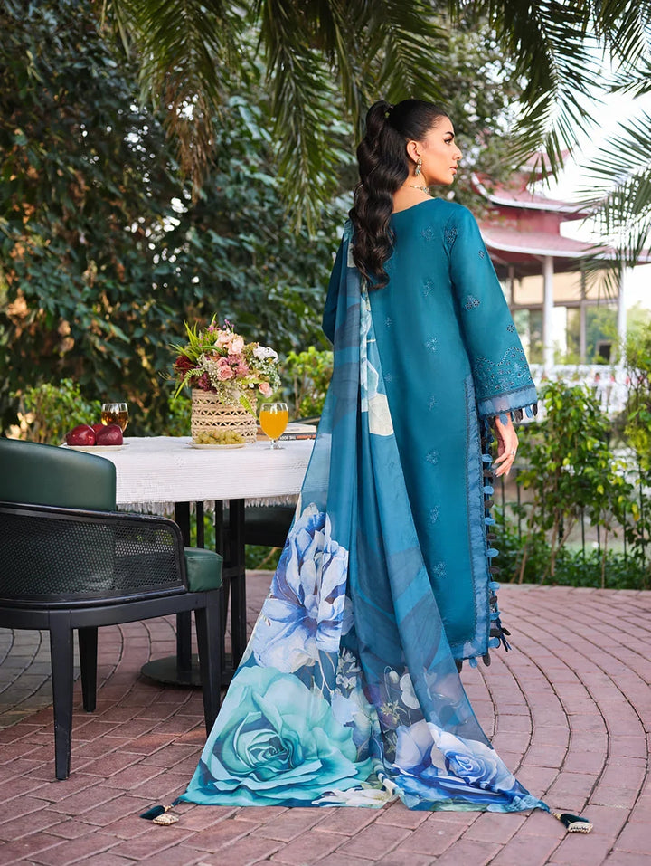 Menaal Unstitched Embroidered Lawn 3 Piece Suit ML26ULS AZURE BLOSSOM - Festive Collection