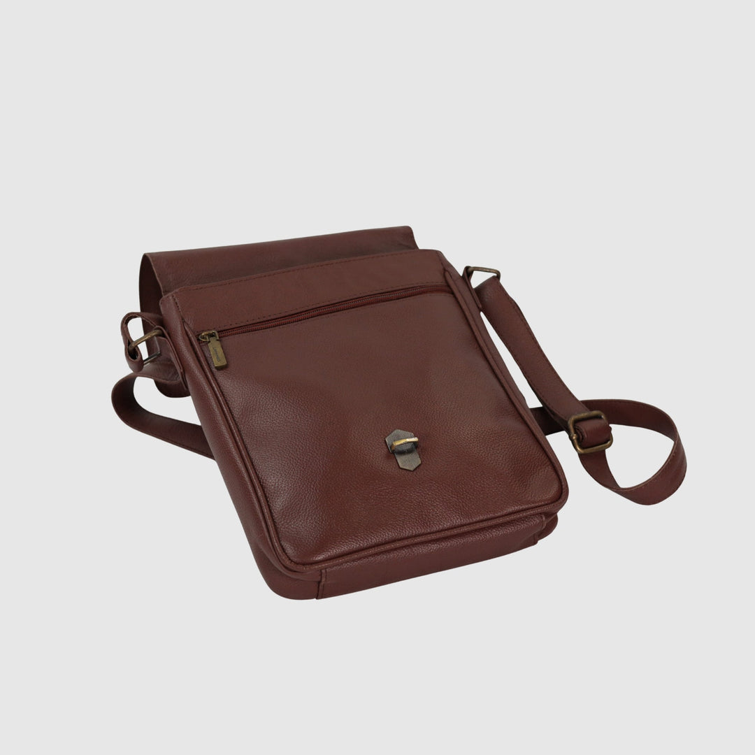 Lafanzo Unisex Leather Edge Crossbody Pack Heritage Brown - Accessories Collection