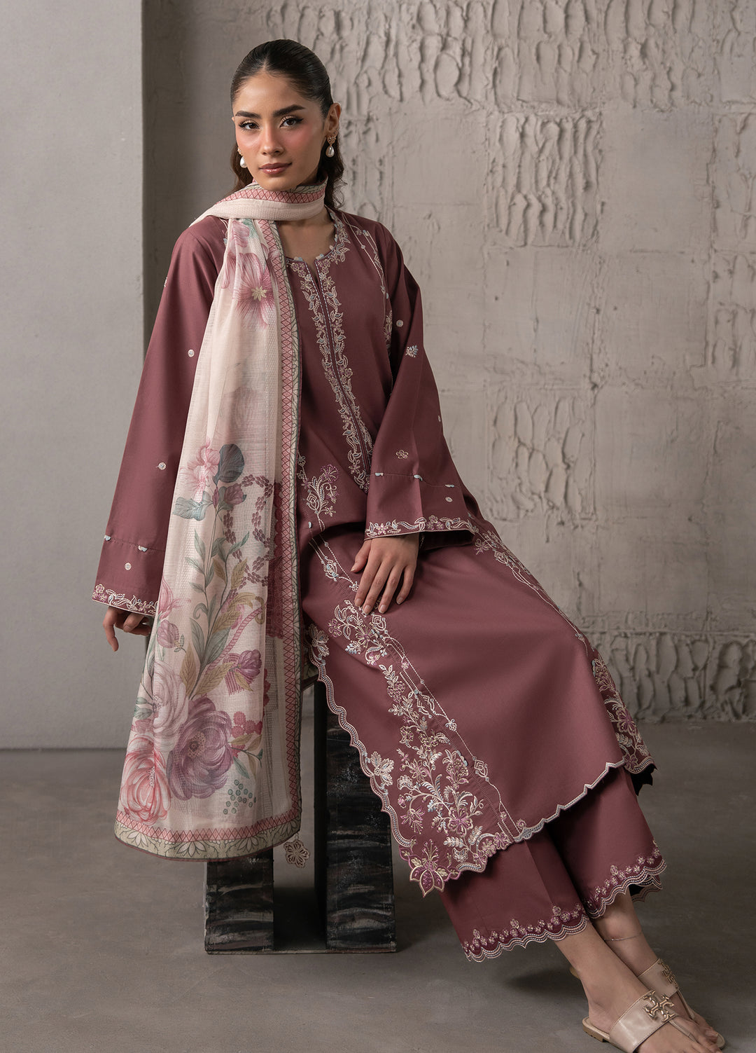 Selure by Seran Women Unstitched Embroidered Lawn 3 Piece Suit SN26ULS Roselle D-05 - Casual Collection