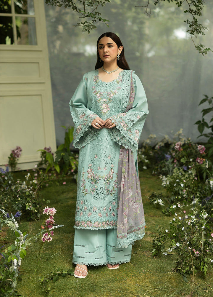 Elaf Premium Unstitched Embroidered Lawn 3 Piece Suit EL26ULF Mint Story ELQ-6B - Festive Collection