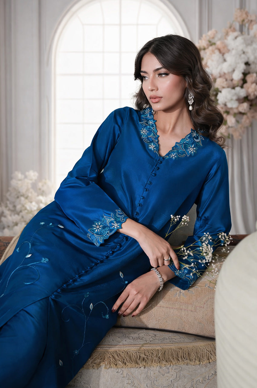 Mehr From Nizka By Nida Rehan RTW Embroidered Khaddi Silk 2 Piece Suit Amaya - Festive Collection