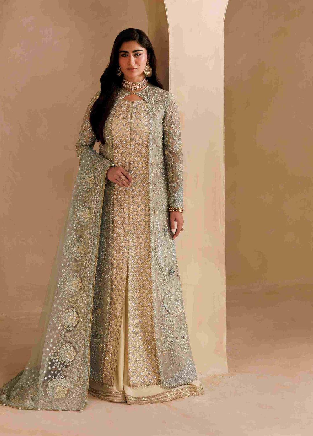 Sardinia Brides Unstitched Hand work Organza 3 Piece Suit SR26UB Elysia 1804 - Wedding Collection