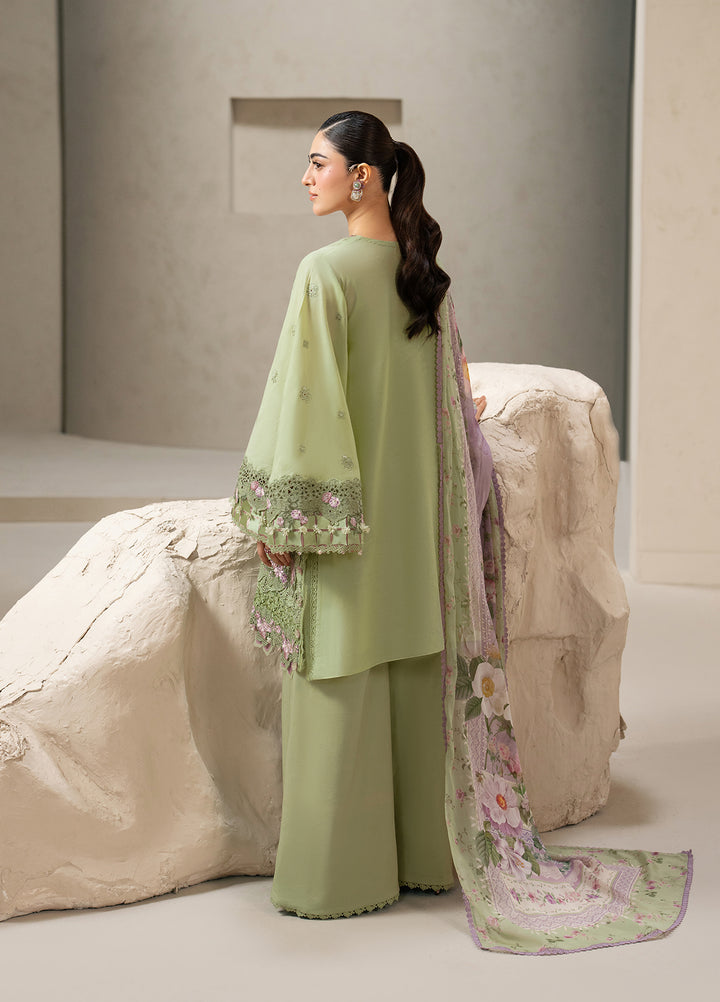 E-Craft by Elaf Unstitched Embroidered Lawn 3 Piece Suit EHC-6A Basil - Casual Collection