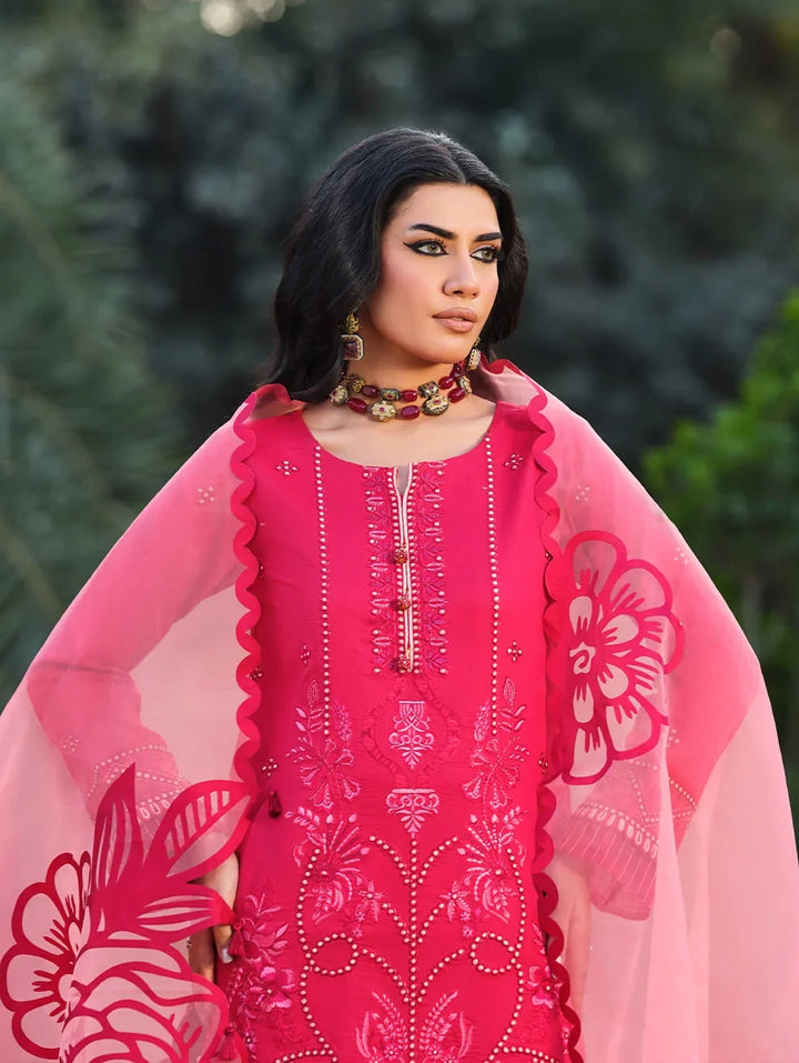 Menaal Unstitched Embroidered Lawn 3 Piece Suit ML26ULS CRIMSON ROSE - Festive Collection