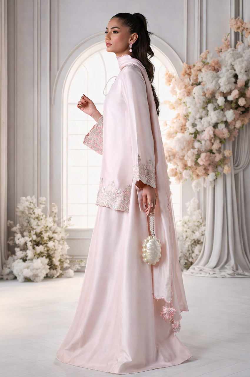 Mehr From Nizka By Nida Rehan RTW Embroidered Butter Silk 3 Piece Suit Ayna - Festive Collection