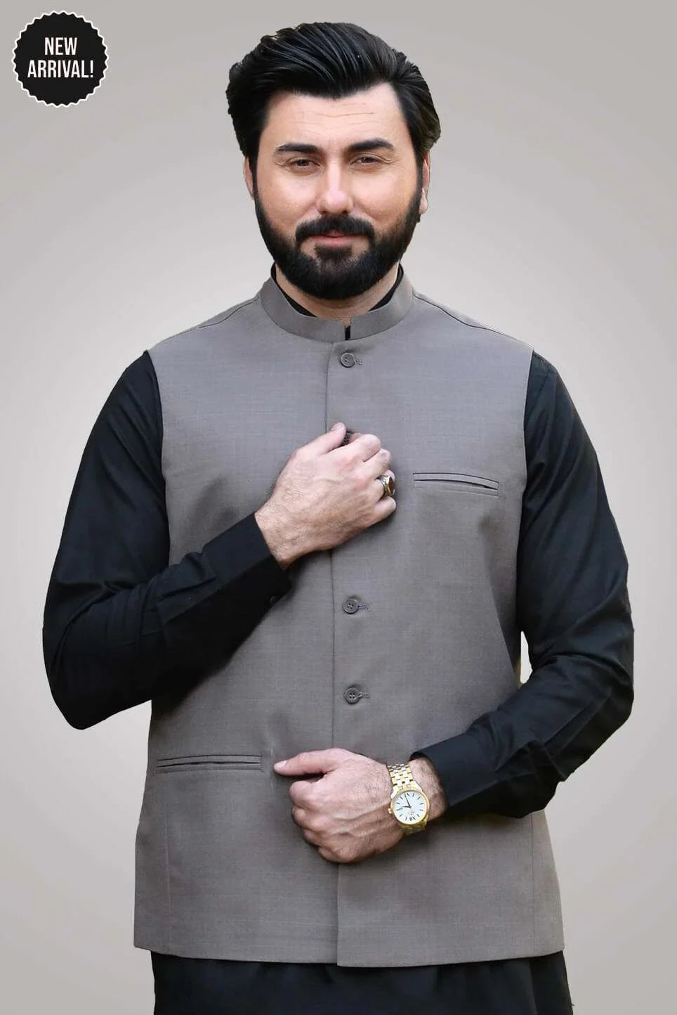 Firdous Mens Waist Coat Solids Cotton MWC-002-D-06 - Summmer Collection