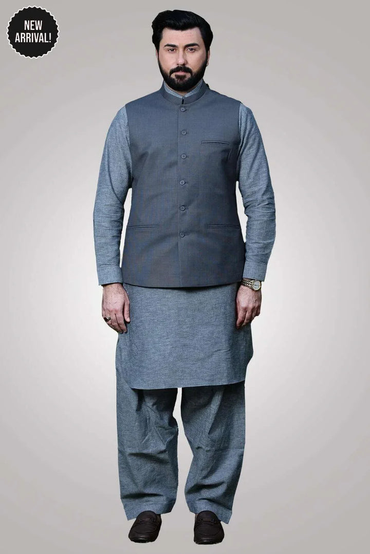 Firdous Mens Waist Coat Solids Cotton MWC-003-D-03 - Summmer Collection