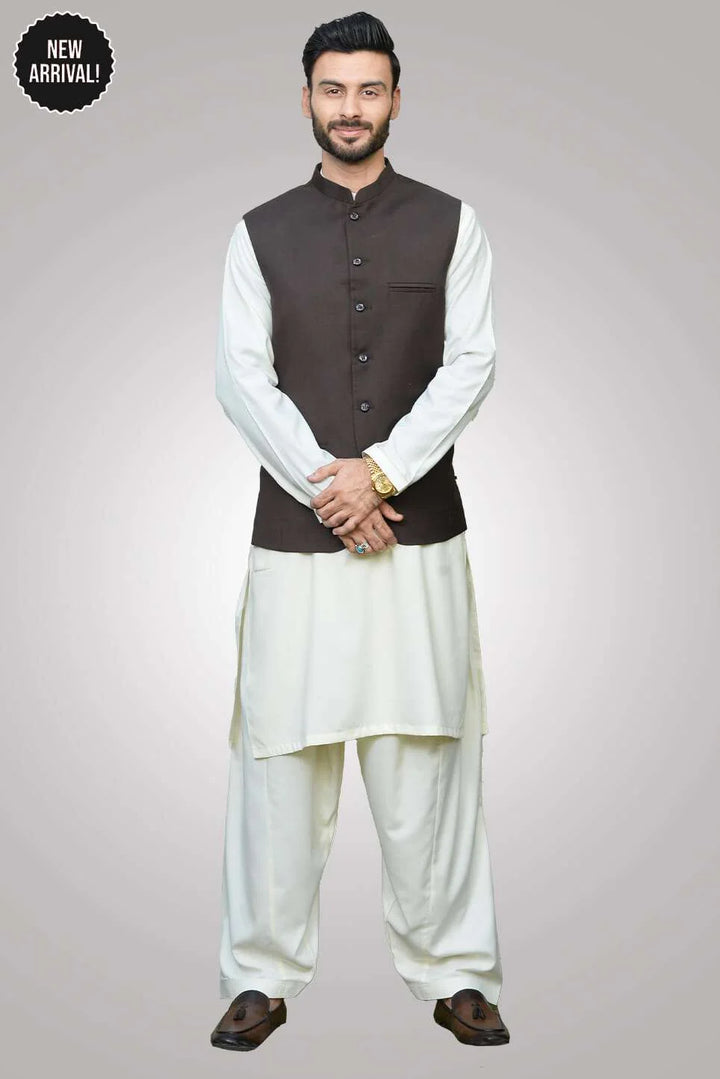 Firdous Mens Waist Coat Solids Cotton MWC-012-D-01 - Summmer Collection