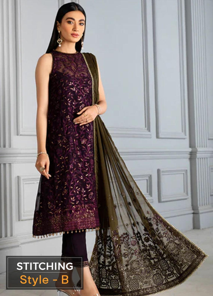 Misaal By Zarif Embroidered  Suits Unstitched 3 Piece Z-07 SAPPHIRE - Luxury Collection