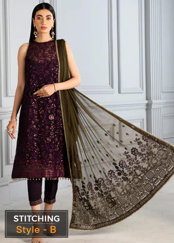 Misaal By Zarif Embroidered  Suits Unstitched 3 Piece Z-07 SAPPHIRE - Luxury Collection