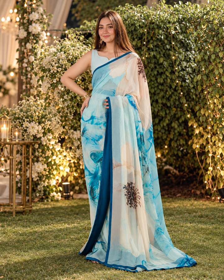Imran Aftab RTW Printed Chiffon Saree IASC-UF-21 - Festive Collection