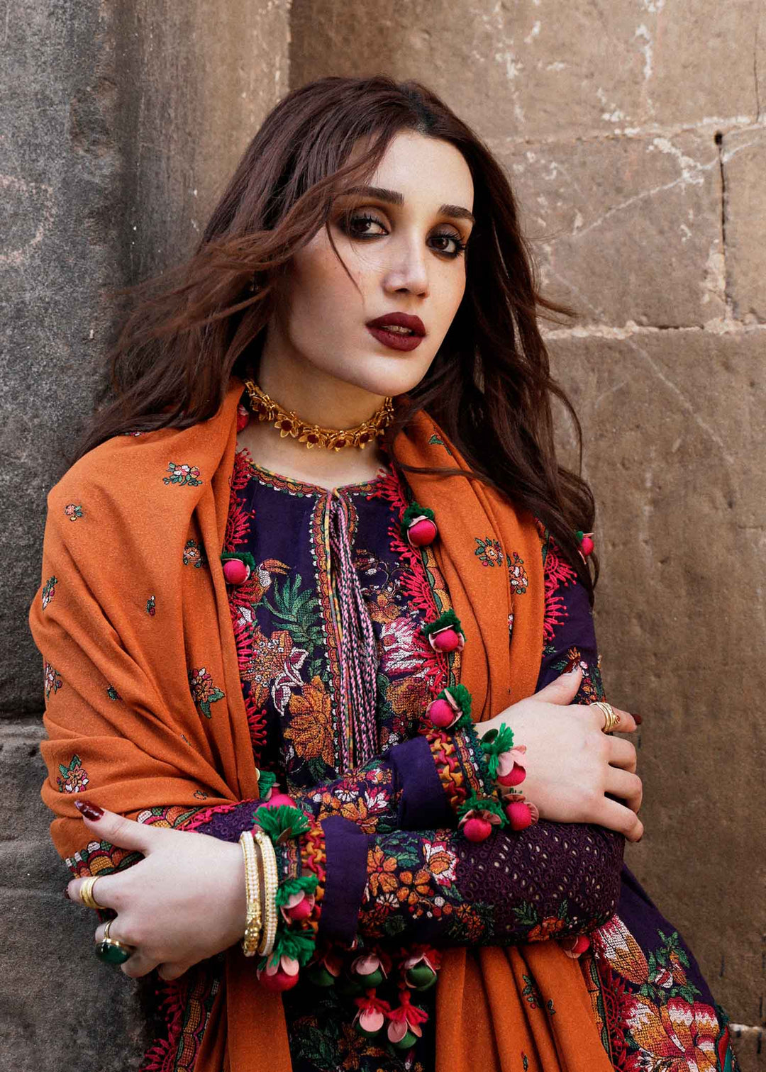 Hussain Rehar Embroidered Karandi Suits Unstitched 3 Piece HRR23KW Amethyst - Winter Collection