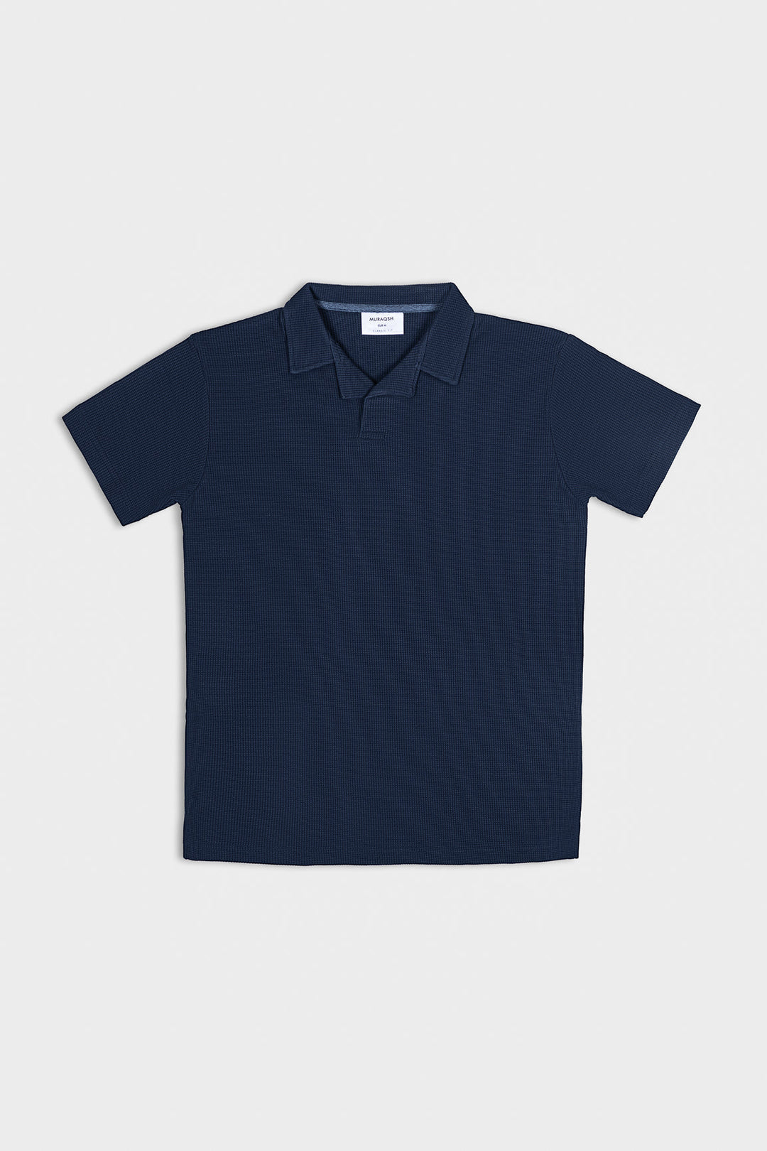 Muraqsh Ready To Wear Solids Cotton Men Navy Blue Waffle Revere Polo ABD-NBWRP - Summer Collection