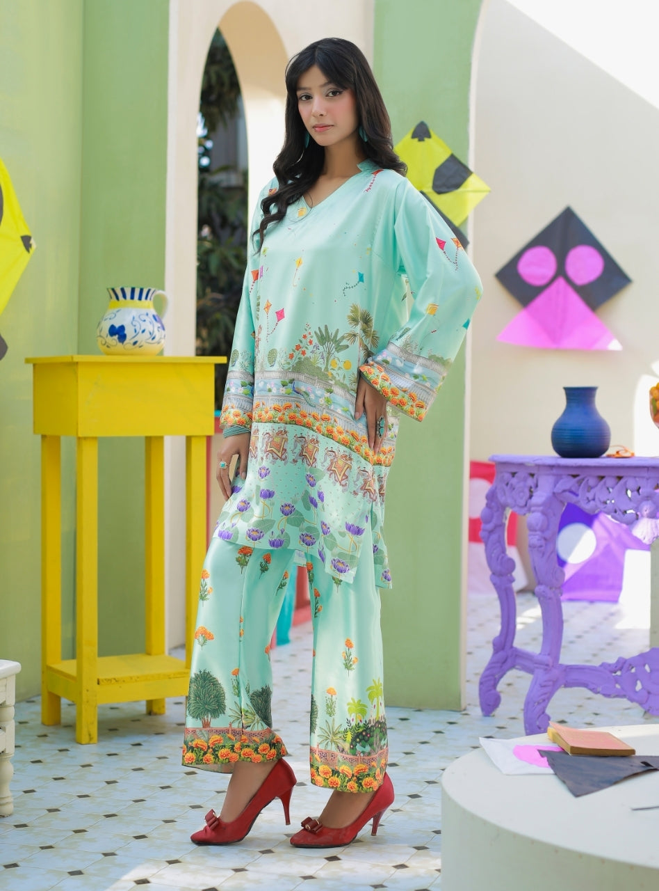 Printnation by Anayra Amal RTW Printed Poly Raw Silk 2 Piece Rang Patang - Casual Collection