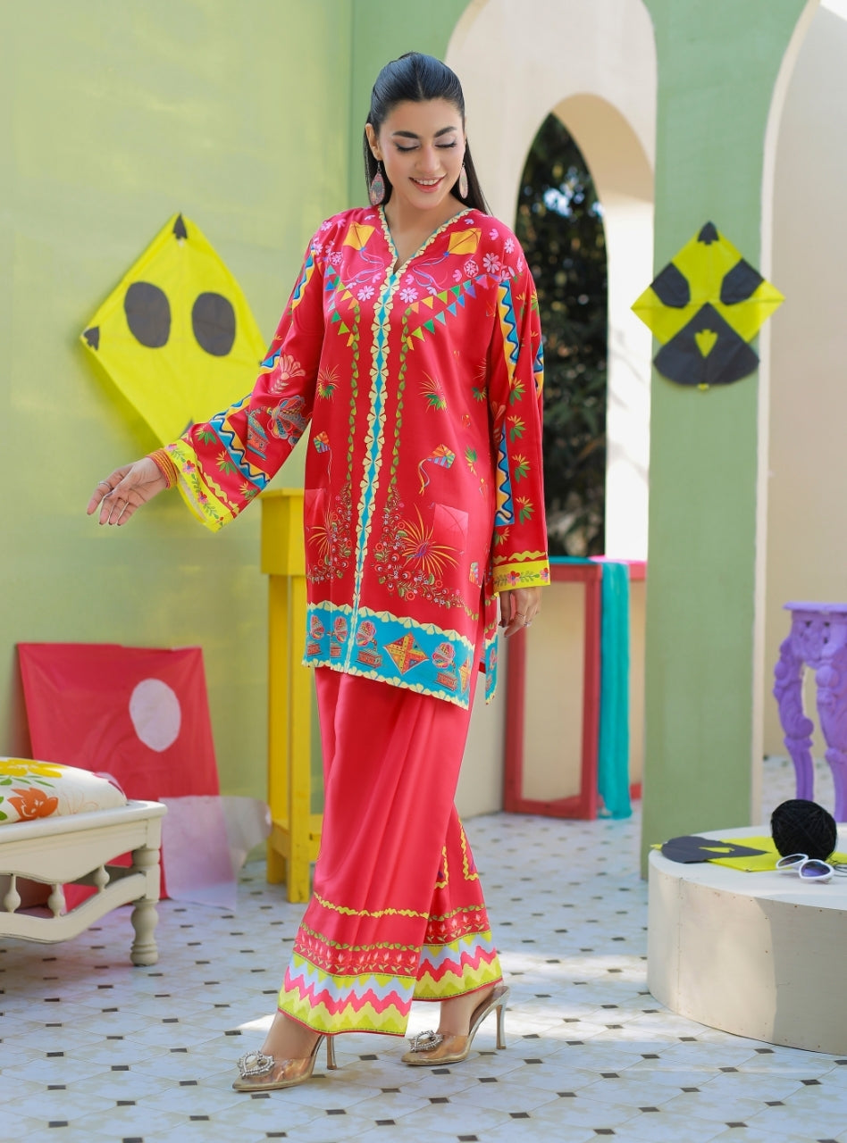 Printnation by Anayra Amal RTW Printed Ploy Raw Silk 3 Piece Basant Breeze - Casual Collection