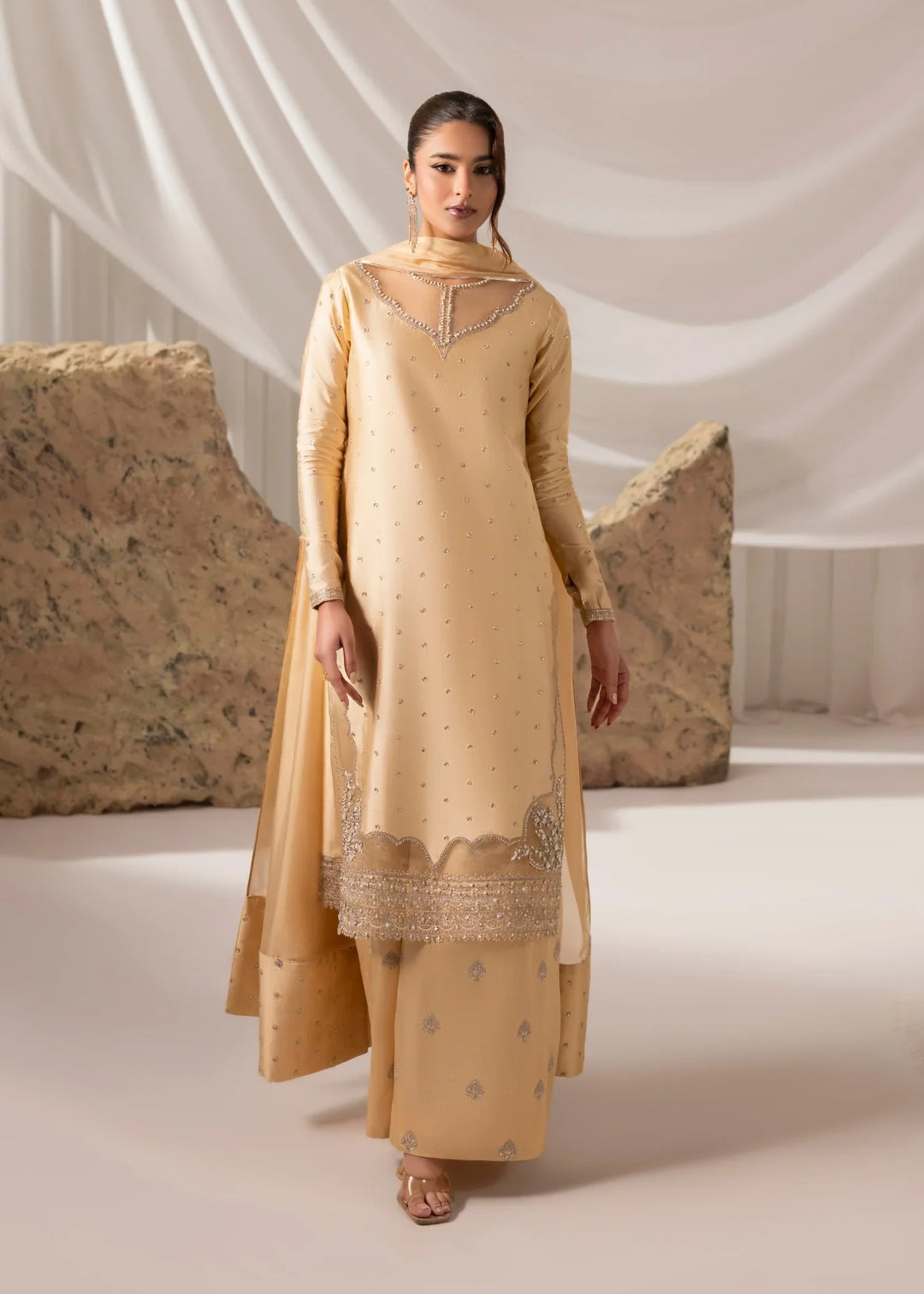 Celeste by Jamni RTW Embroidered Sheesh Silk 3 Piece Suit DAFFODIL Festive Collection