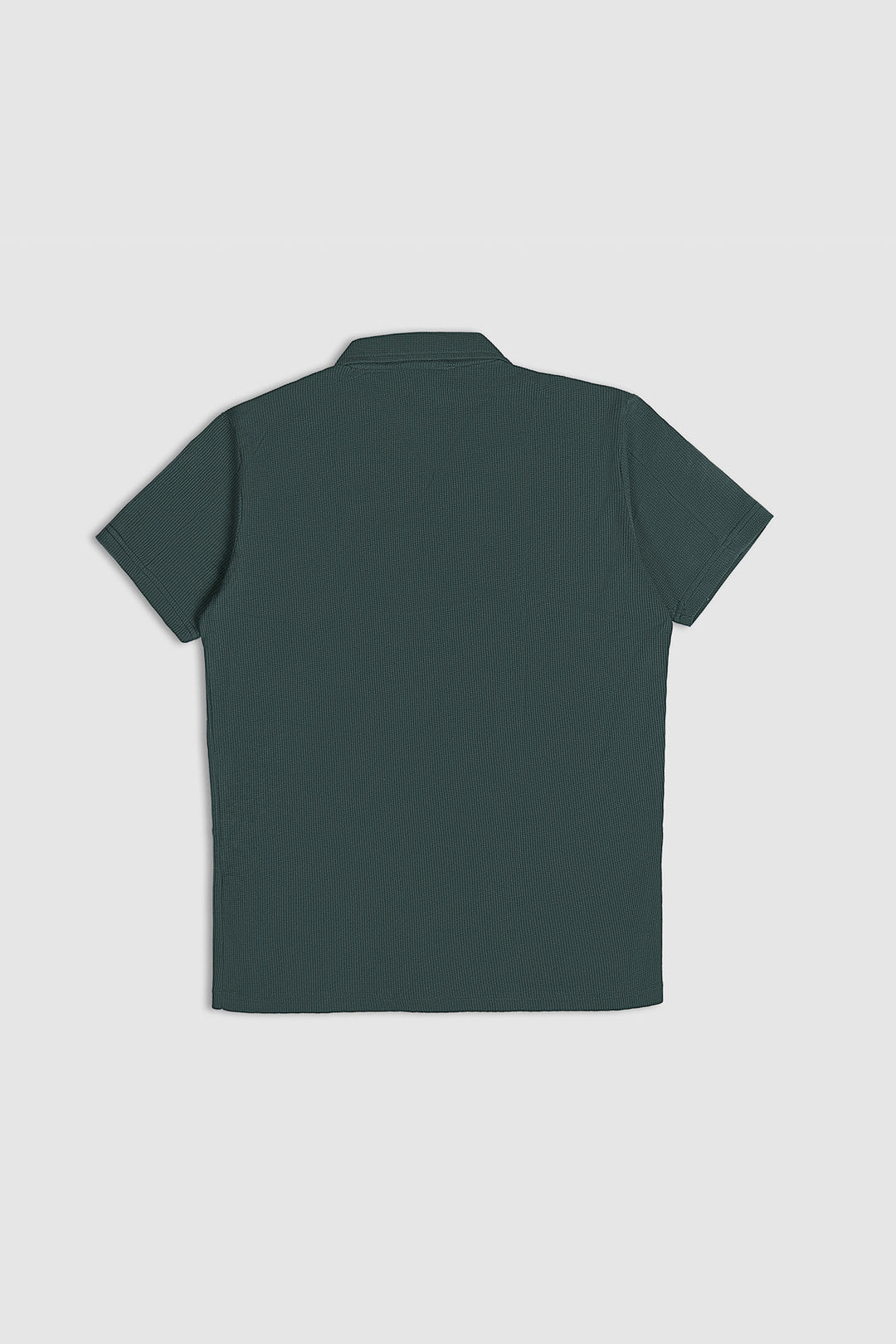 Muraqsh Ready To Wear Solids Waffle Men Dark Green Waffle Textured Revere Button Down ABD-DGWTRBD-FS - Summer Collection