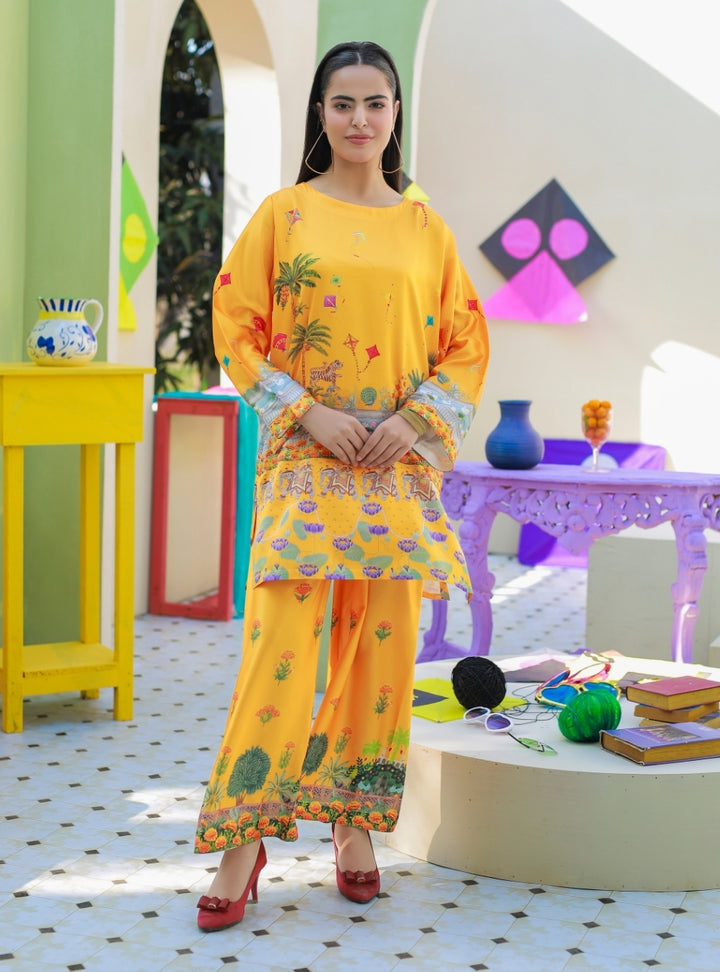 Printnation by Anayra Amal RTW Printed Poly Raw Silk 2 Piece Kite Bloom - Casual Collection