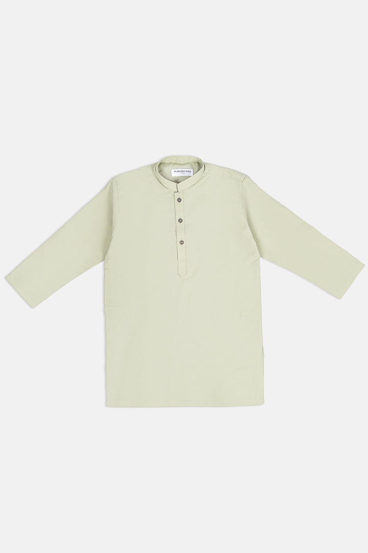 Muraqsh Ready To Wear Solids Cotton Boys Mint Green Blended Kurta Trouser MURGKT - Summer Collection