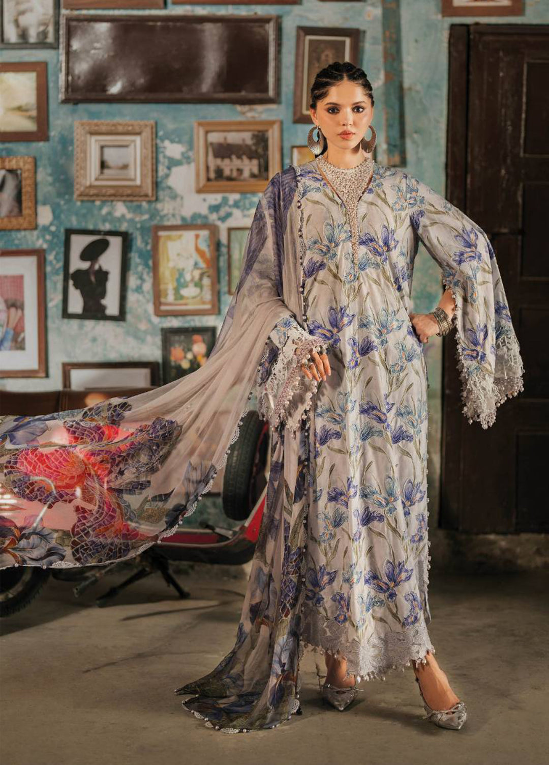 M Prints by Maria B Unstitched Embroidered Cambric 3 Piece Suit MB26UPC 4A - Casual Collection