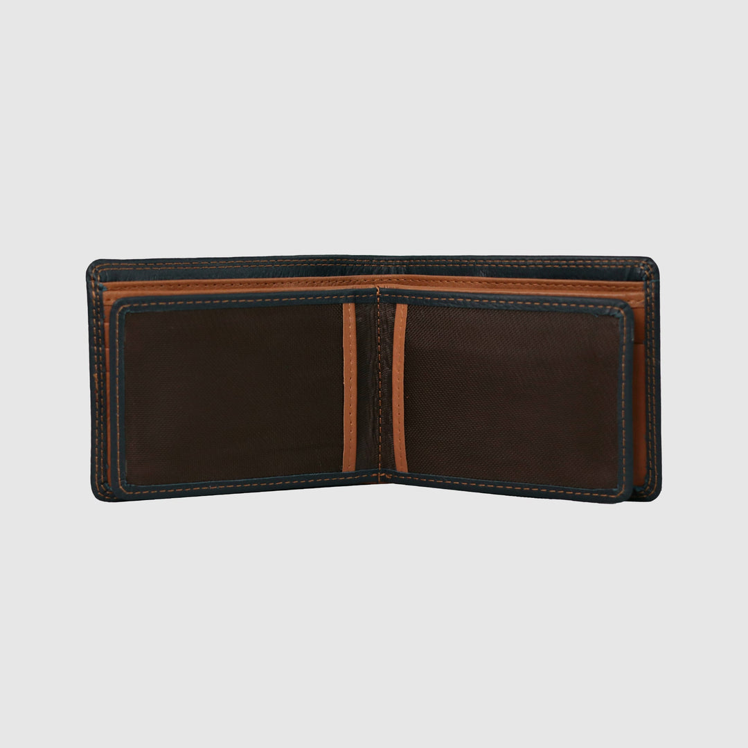 Lafanzo Unisex Leather LO Padded Wallet Dark Blue & Tan - Accessories Collection