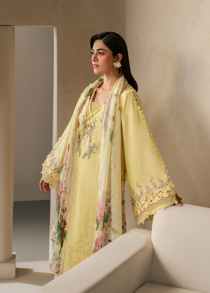 E-Craft by Elaf Unstitched Embroidered Lawn 3 Piece Suit EHC-3A Sunstone - Casual Collection
