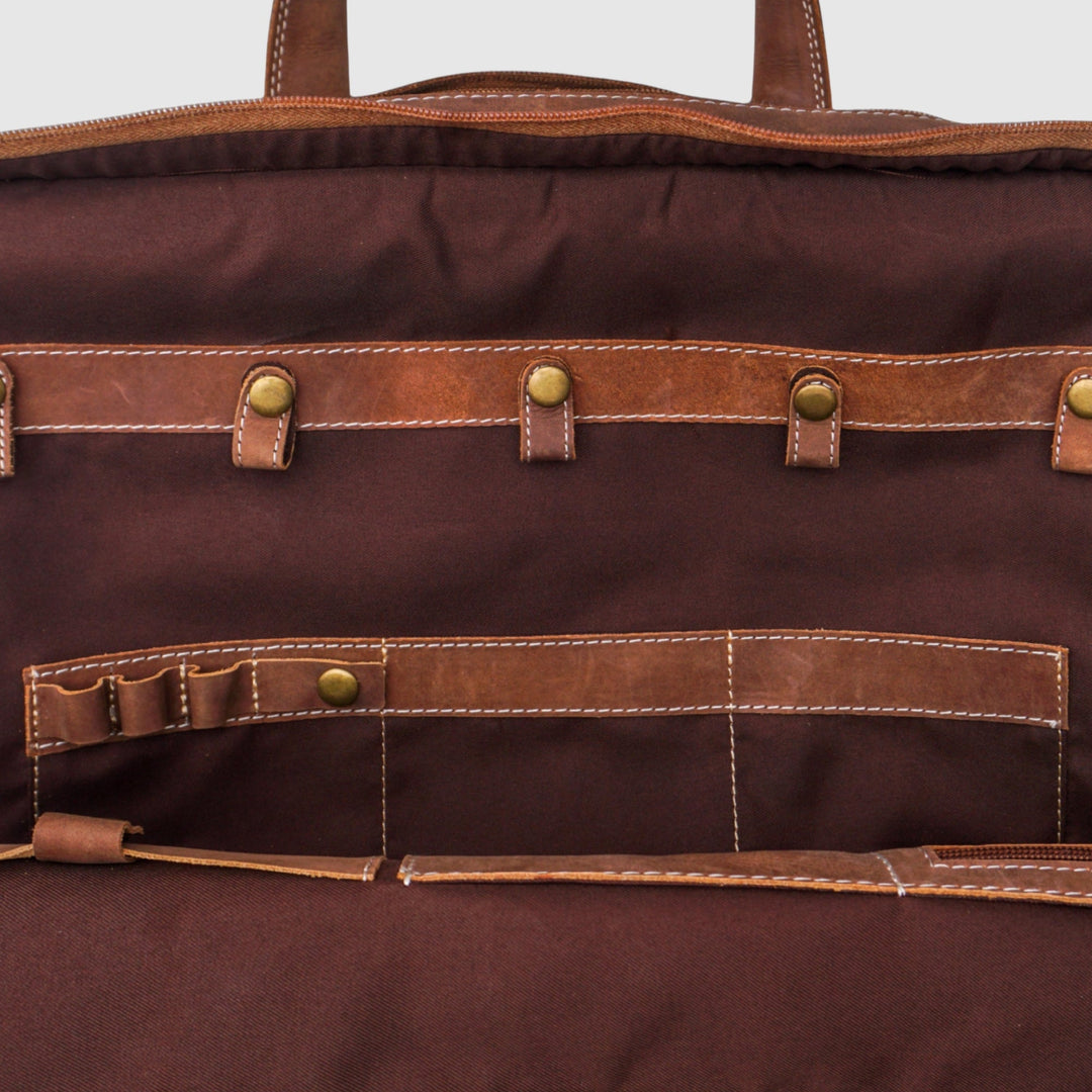 Lafanzo Unisex Imperium Leather Laptop Bag Light Rustic Brown - Accessories Collection