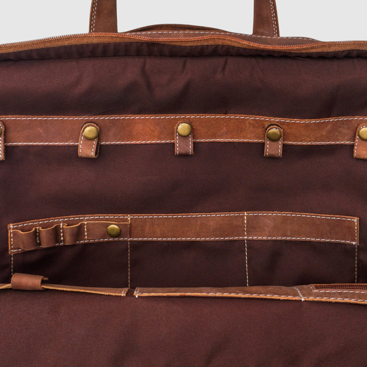 Lafanzo Unisex Imperium Leather Laptop Bag Light Rustic Brown - Accessories Collection
