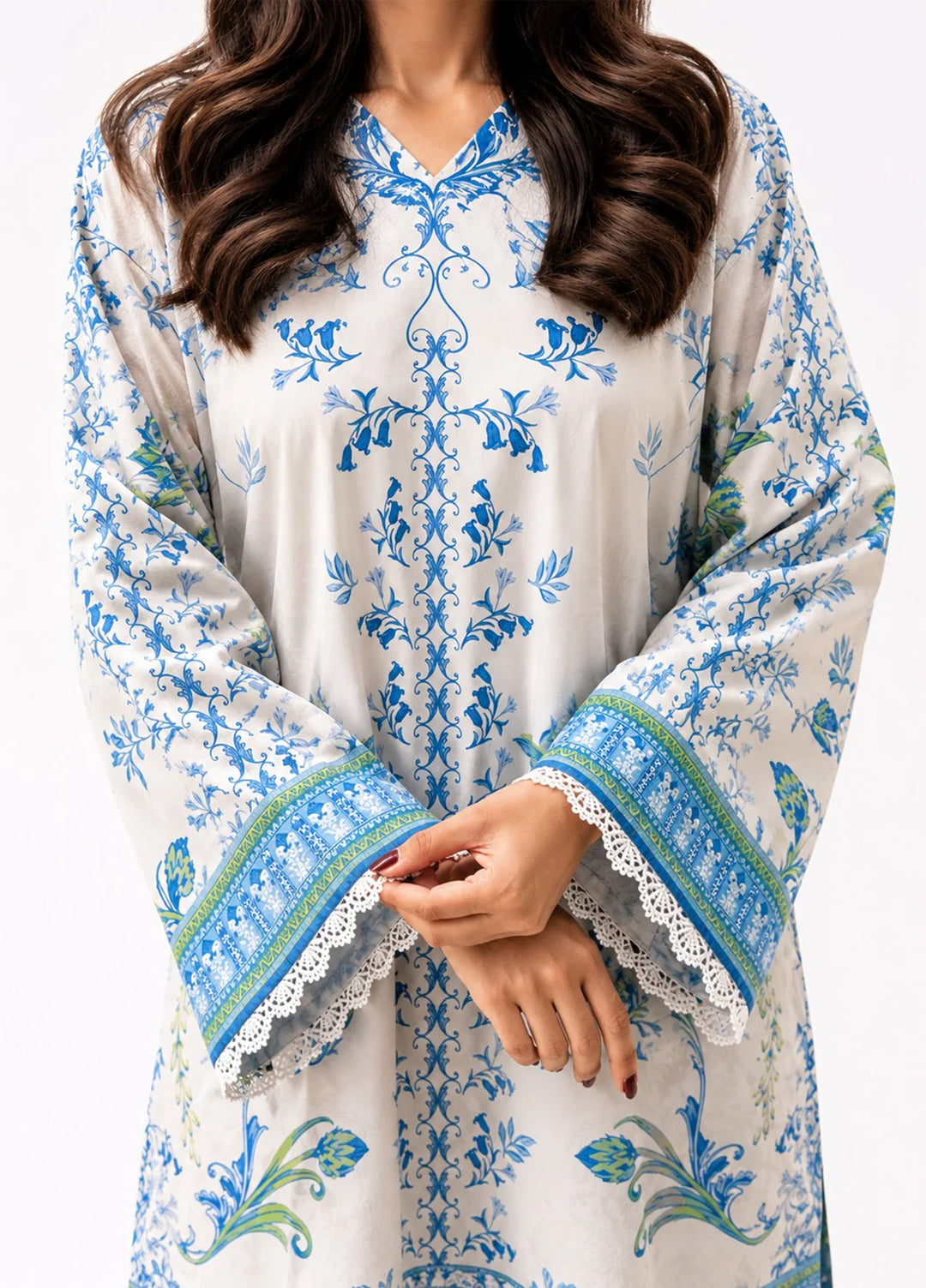 Saba Sumaiya Women RTW Printed Crepe Lawn 2 Piece Suit SS-78657 Blue Eden - Casual Collection