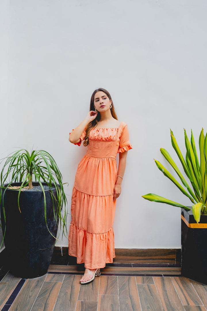 Syah Women RTW Solids Georgette 1 Piece Peach - Festive Collection