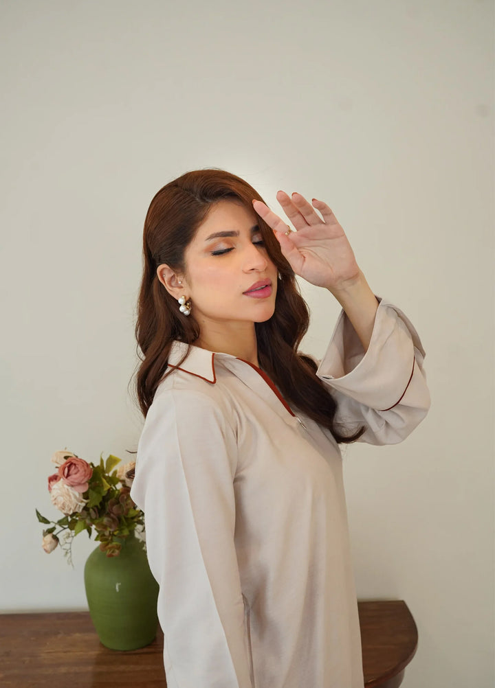 Luxe by Menaal RTW Solids Viscose Lawn 2 Piece Suit IVORY - Casual Collection