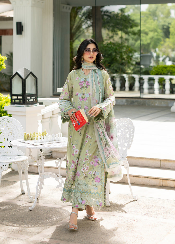 Signature by Elaf Unstitched Embroidered Lawn 3 Piece Suit EL26USLE Jade ESG-6A - Eid Collection