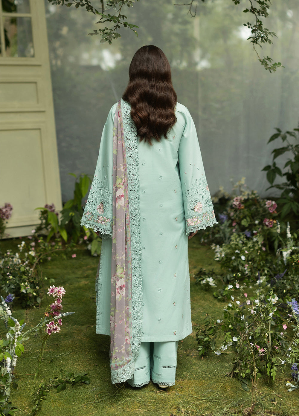 Elaf Premium Unstitched Embroidered Lawn 3 Piece Suit EL26ULF Mint Story ELQ-6B - Festive Collection