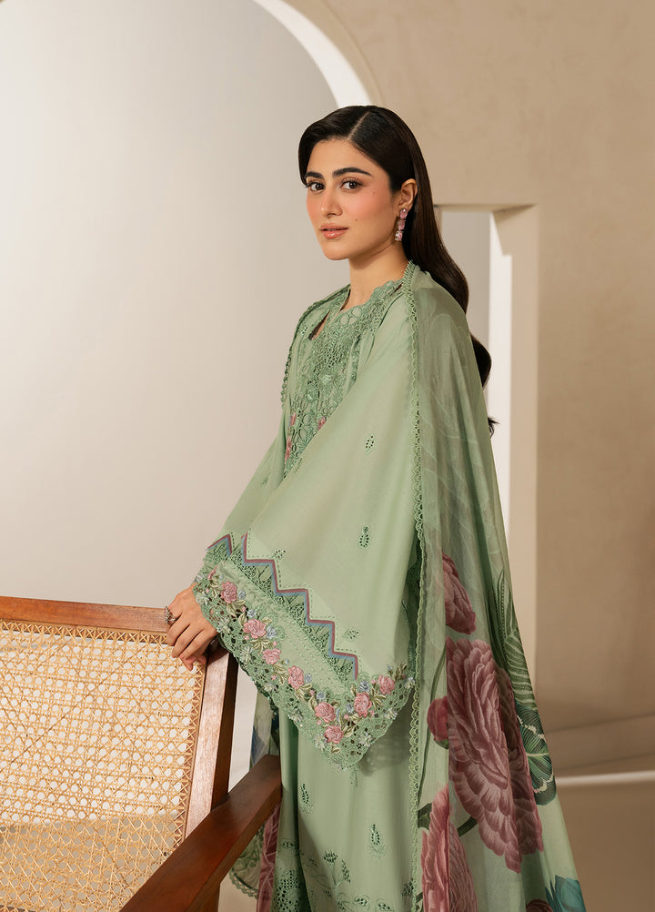 E-Craft by Elaf Unstitched Embroidered Lawn 3 Piece Suit EHC-4B Aloe - Casual Collection