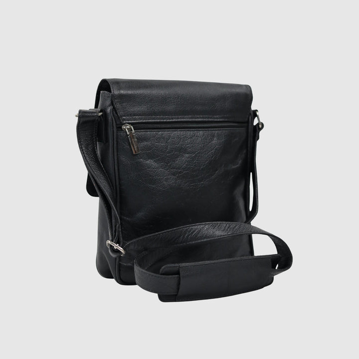 Lafanzo Unisex Leather Edge Crossbody Pack Black - Accessories Collection