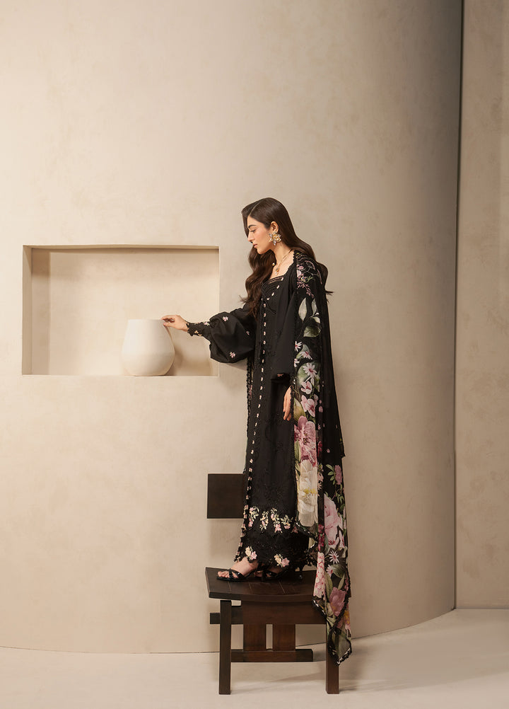 E-Craft by Elaf Unstitched Embroidered Lawn 3 Piece Suit EHC-5A Charcoal - Casual Collection