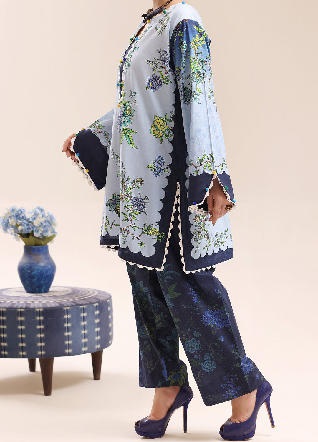Riley Women RTW Embroidered Lawn 2 Piece Suit RL26RL Ocean Bloom - Casual Collection