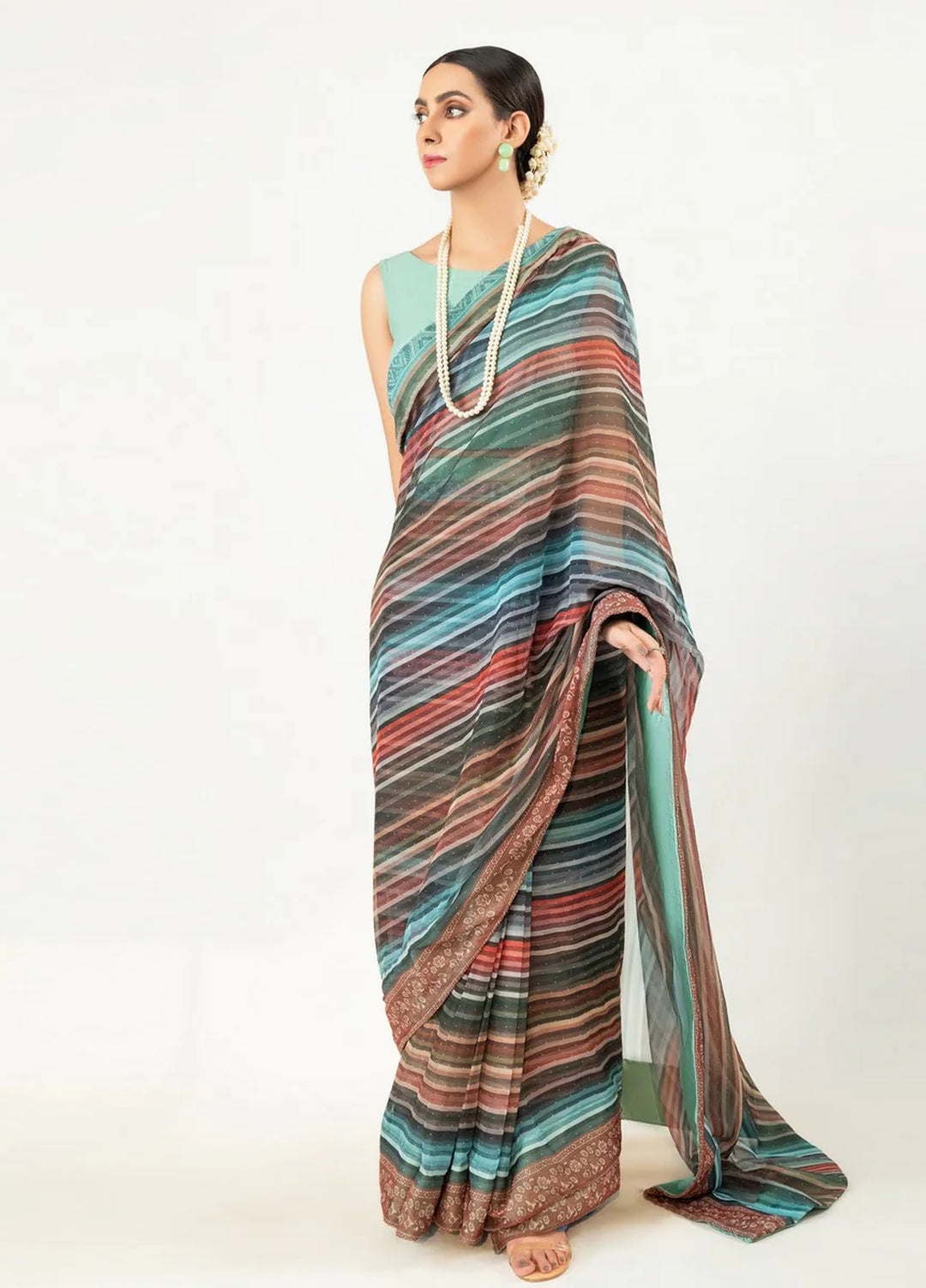 Imran Aftab RTW Printed Chiffon Saree Suit IASC 09 - Festive Collection