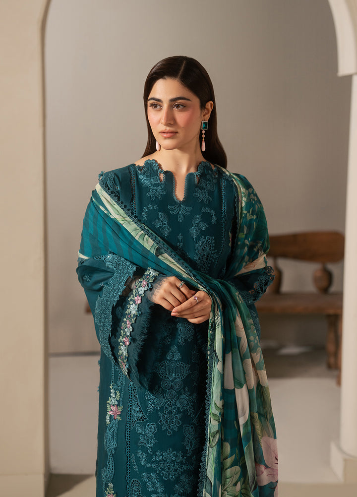 E-Craft by Elaf Unstitched Embroidered Lawn 3 Piece Suit EHC-2A Moss - Casual Collection