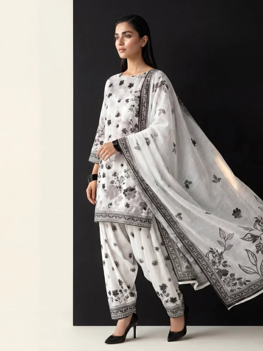 Salitex Unstitched Printed Lawn Silk 3 Piece Suit SUNS7ASI413 Casual Collection