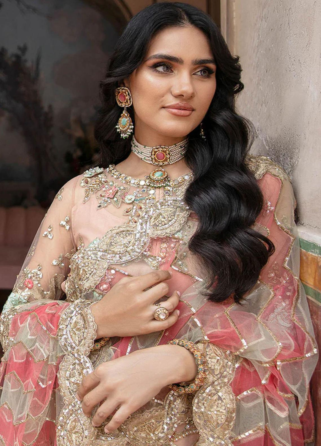 Aangan by Imrozia Premium Embroidered Net Suits Unstitched 3 Piece IMP22A IB-26 Dur-e-Fishaan - Bridal Collection